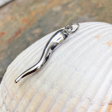 Load image into Gallery viewer, 14KT White Gold Polished 3D &quot;Corno&quot; Italian Horn Pendant 27mm