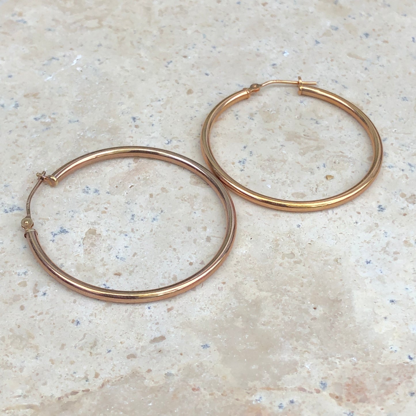 14KT Rose Gold Shiny Finish Hoop Earrings, 14KT Rose Gold Shiny Finish Hoop Earrings - Legacy Saint Jewelry