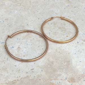 14KT Rose Gold Shiny Finish Hoop Earrings, 14KT Rose Gold Shiny Finish Hoop Earrings - Legacy Saint Jewelry