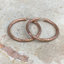 Load image into Gallery viewer, 14KT Rose Gold Satin + Diamond Cut Finished Hoop Earrings - Legacy Saint Jewelry