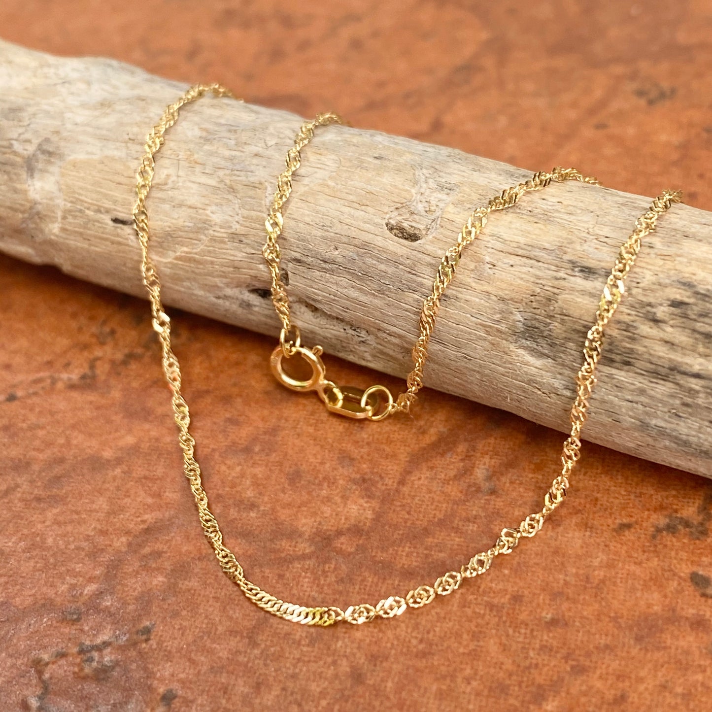 10KT Yellow Gold Singapore Link Anklet 1.1mm