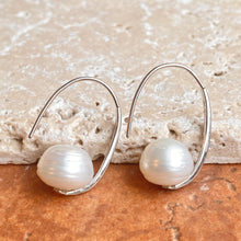Load image into Gallery viewer, Sterling Silver + 12mm Paspaley South Sea Pearl Oval Hook Wire Earrings - Legacy Saint Jewelry