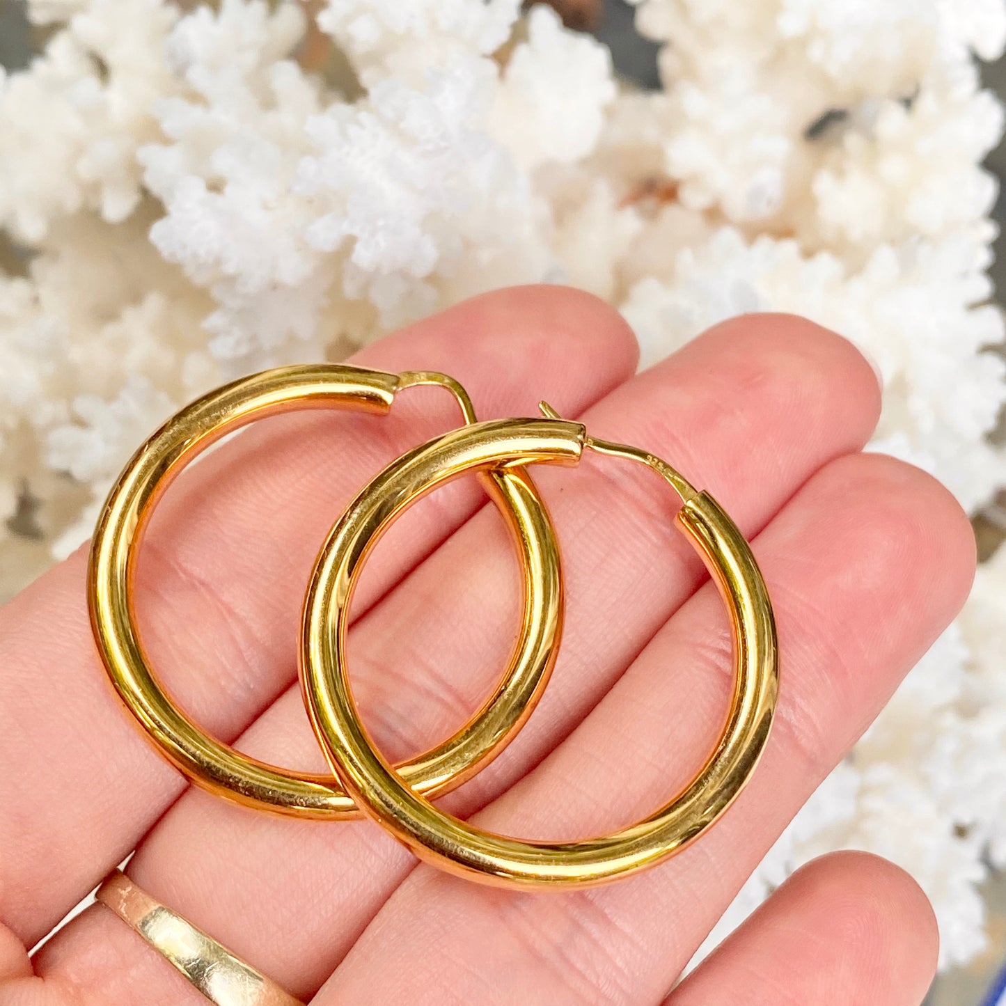 Yellow Gold-Plated Sterling Silver Tube Hoop Earrings 30mm