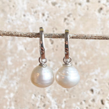 Load image into Gallery viewer, Sterling Silver Hoop with Paspaley Pearl Charm Earrings, Sterling Silver Hoop with Paspaley Pearl Charm Earrings - Legacy Saint Jewelry