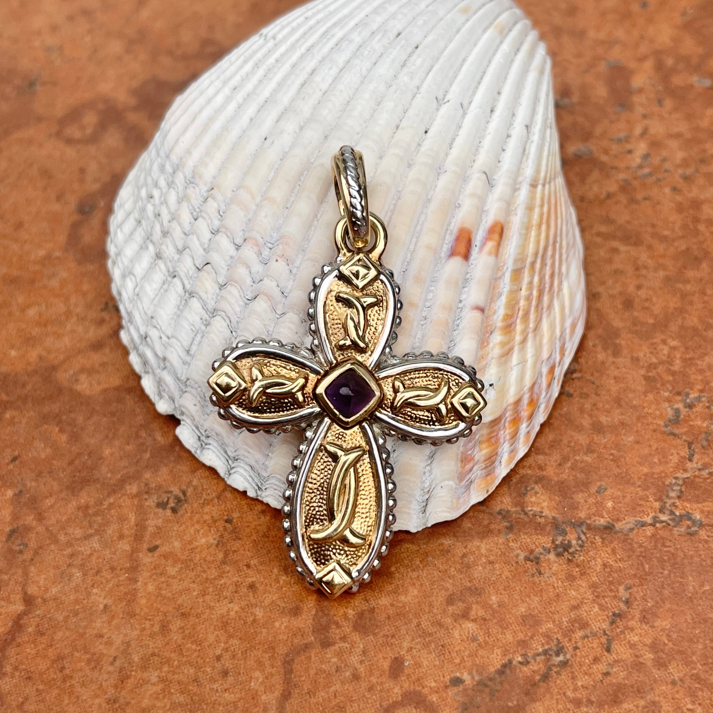 14k deals 14kt yellow gold byzantine enhancer pendant