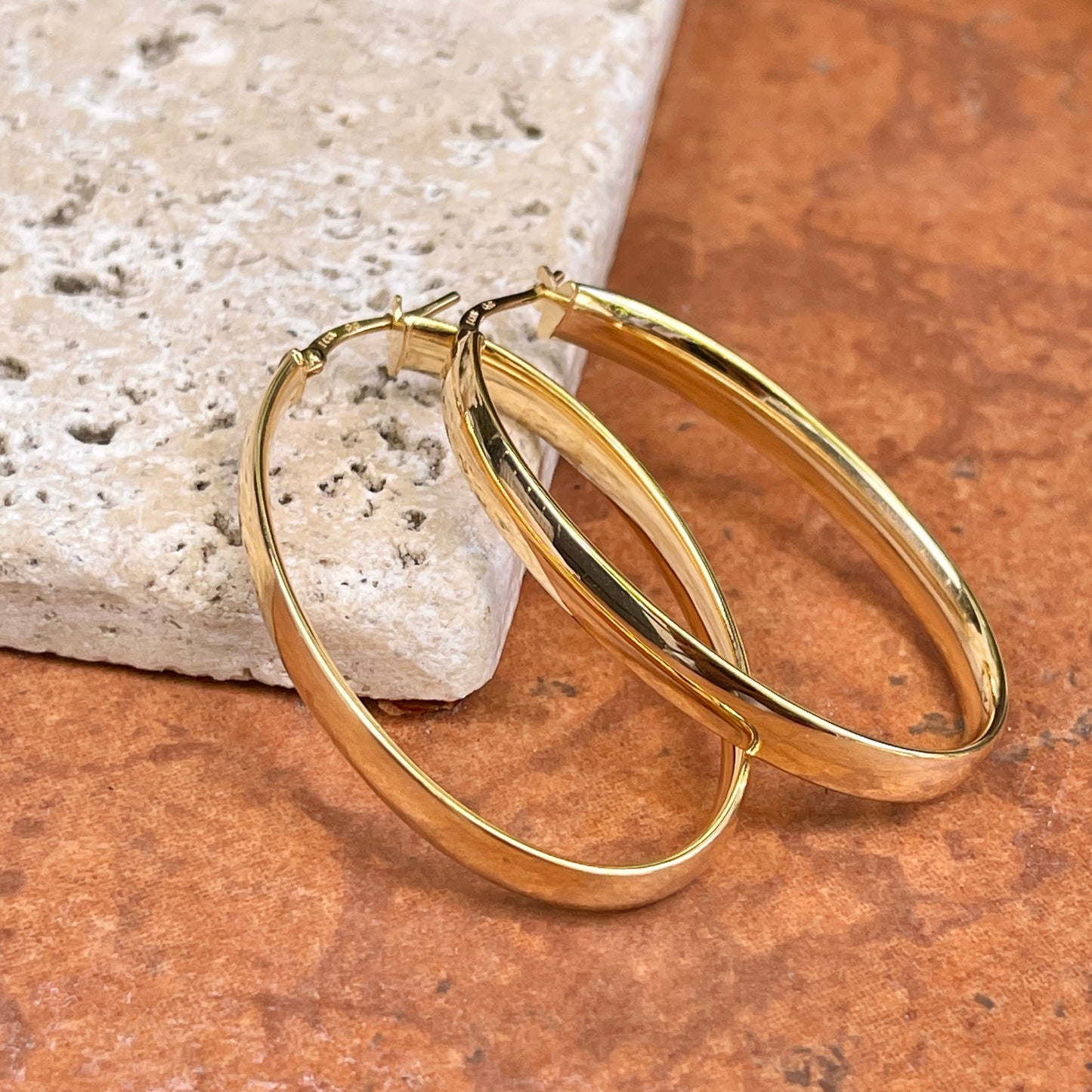 14KT Yellow Gold Polished 5mm Oval Hoop Earrings 44mm