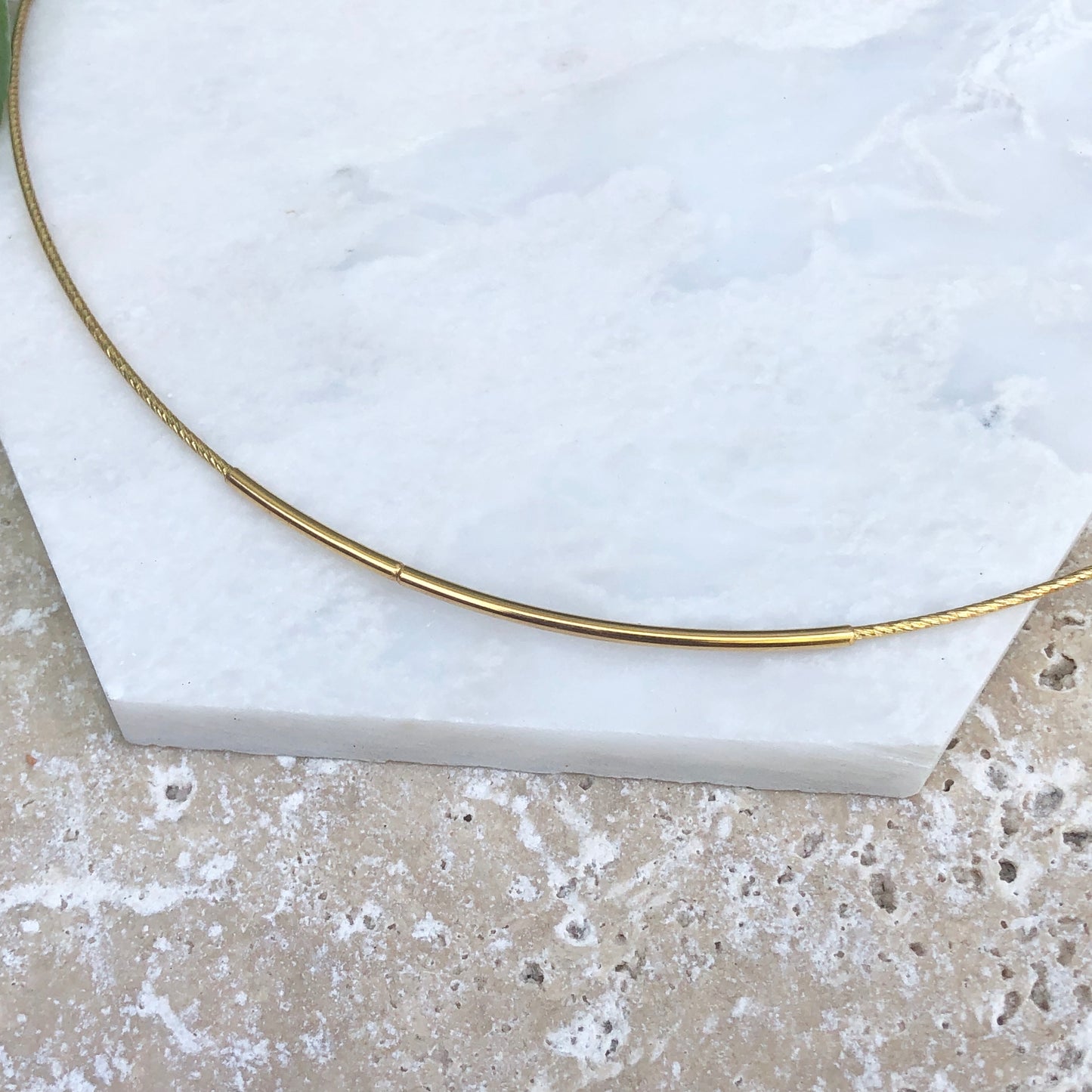 14KT Yellow Gold Vermeil Diamond Cut Weave Neck Wire Necklace 1.2mm - Legacy Saint Jewelry
