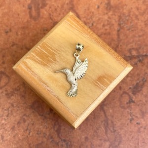 14KT Yellow Gold Diamond-Cut Flying Hummingbird Pendant