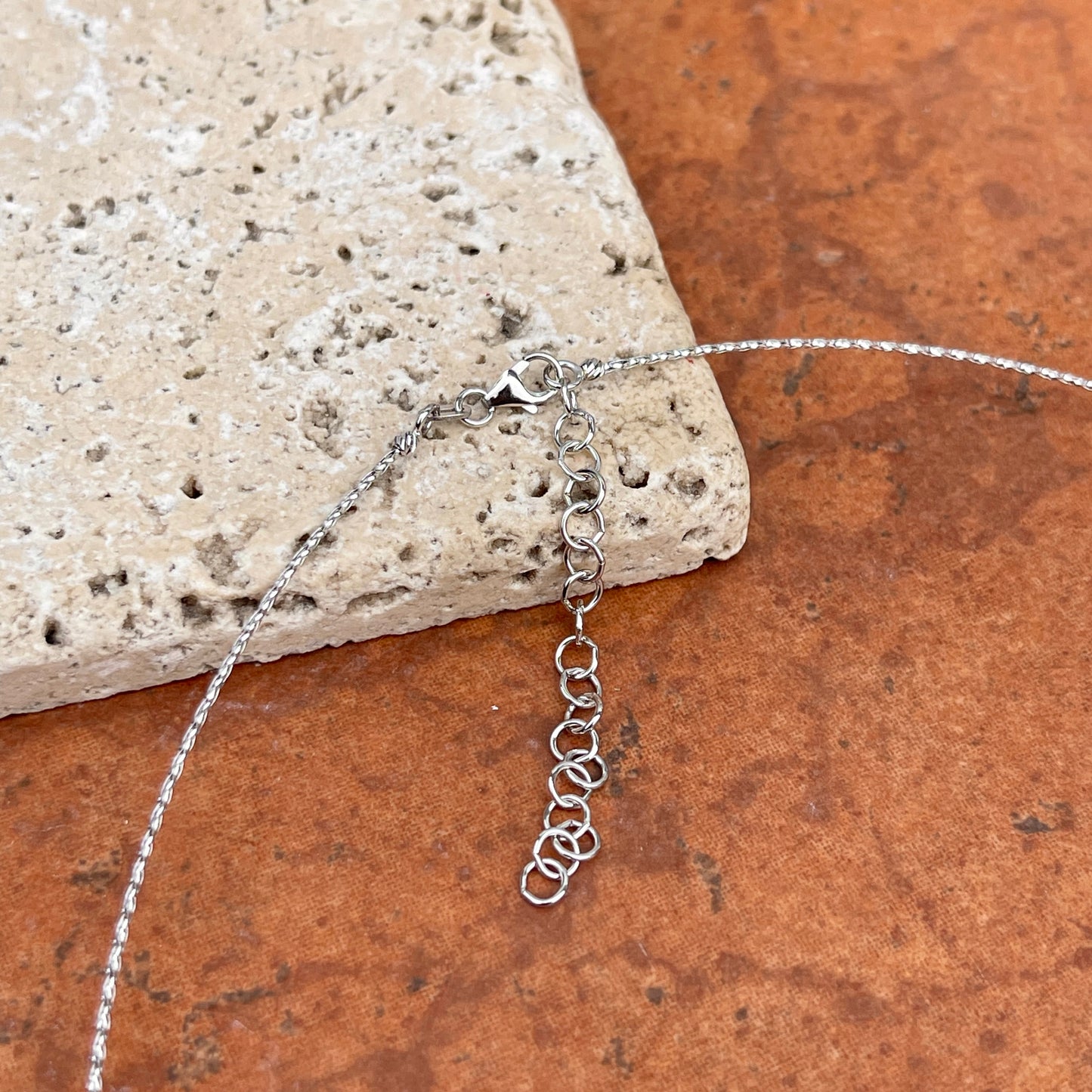 14KT White Gold Thin Cable .75mm Round Neck Wire Adjustable Necklace