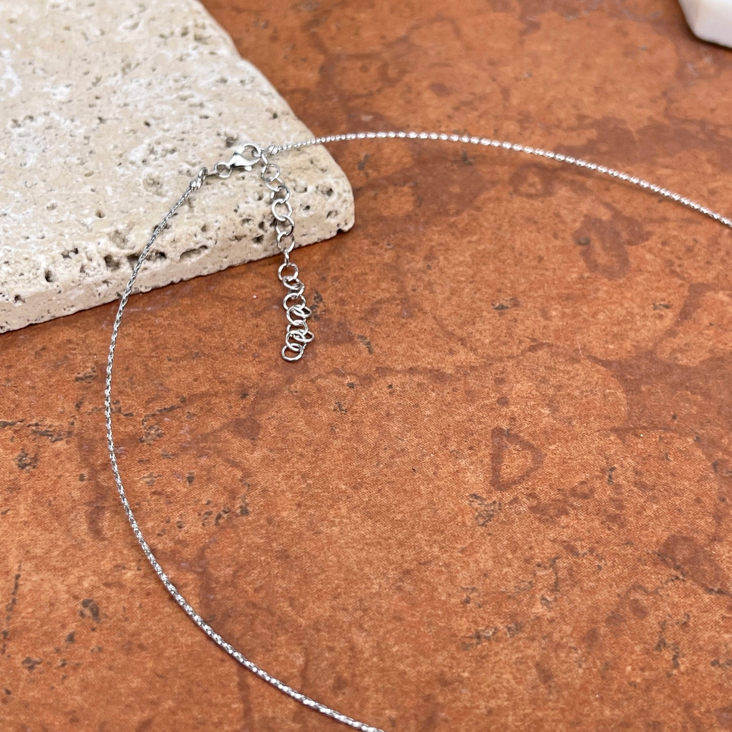 14KT White Gold Thin Cable .75mm Round Neck Wire Adjustable Necklace