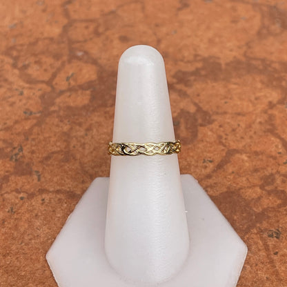 14KT Yellow Gold Thin Celtic Weave Band Ring