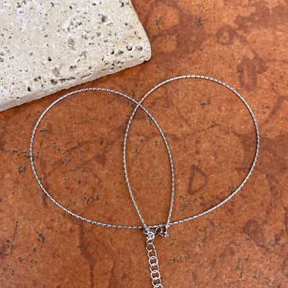 14KT White Gold Thin Cable .75mm Round Neck Wire Adjustable Necklace