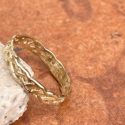 14KT Yellow Gold Thin Celtic Weave Band Ring