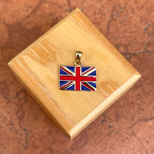 14KT Yellow Gold + Enamel United Kingdom Flag Pendant