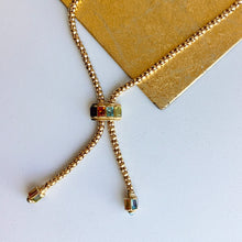 Load image into Gallery viewer, Estate 14KT Yellow Gold Byzantine Multi-Gemstone Popcorn Lariat Necklace