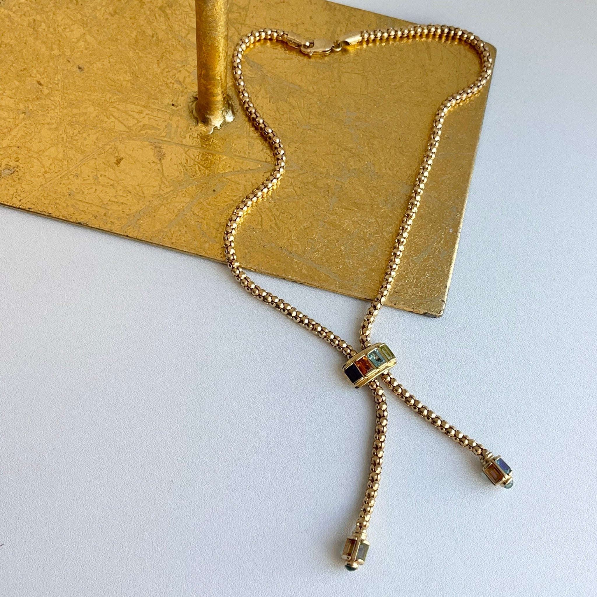 Gold Zipper Lariat Necklace