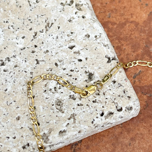 14KT Yellow Gold 2.5mm Figaro Chain Link Bracelet 10"