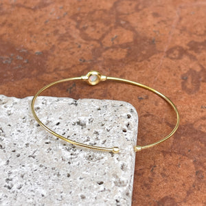 Yellow Gold Plated Lab Round Opal Thin Bangle Cuff Bracelet