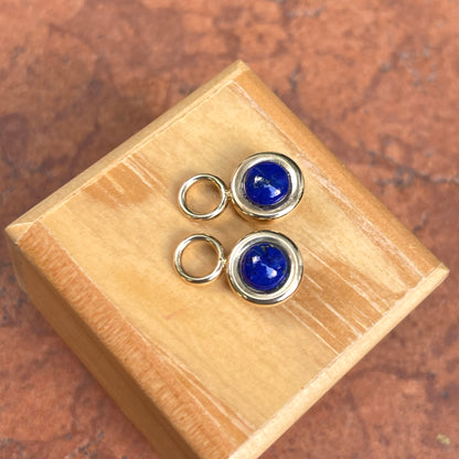 Estate 14KT Yellow Gold Reversible Black Onyx + Lapis Lazuli Earring Charms