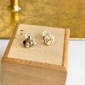 14KT Yellow Gold Small Horse Head Stud Earrings