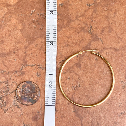 14KT Yellow Gold Thin 2mm Hoop Earrings 45mm