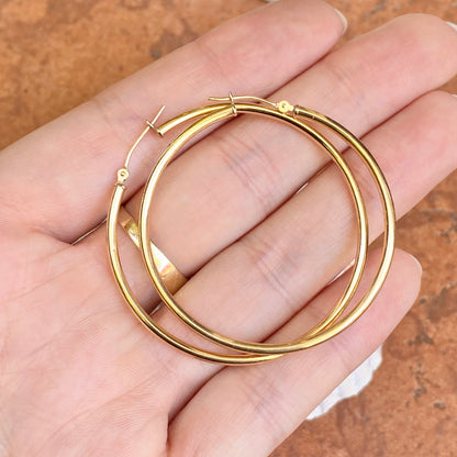 14KT Yellow Gold Thin 2mm Hoop Earrings 45mm