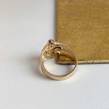 Load image into Gallery viewer, 14KT Yellow Gold + Pave Diamond Fleur de Lis Band Ring - LSJ