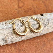 Load image into Gallery viewer, 10KT Yellow Gold Scalloped Textured Hoop Earrings 15mm
