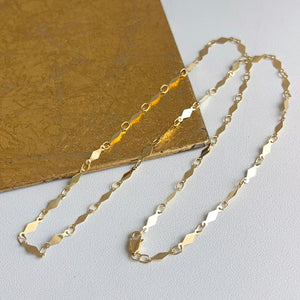 14KT Yellow Gold Diamond-Shape Mirror Link Chain Necklace