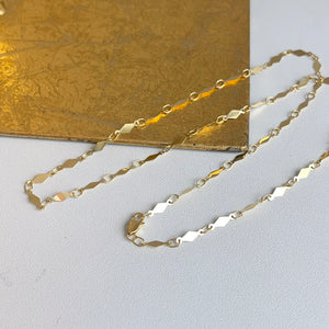 14KT Yellow Gold Diamond-Shape Mirror Link Chain Necklace