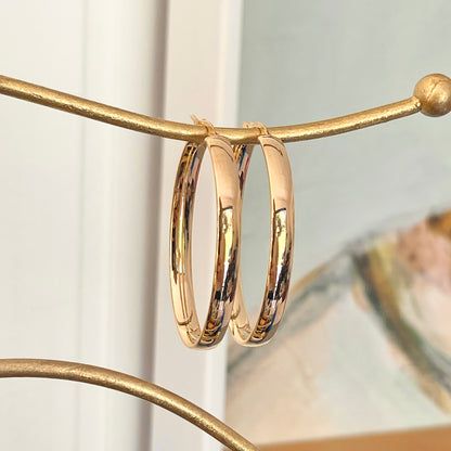 14KT Yellow Gold Polished 5mm Oval Hoop Earrings 44mm