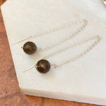 Load image into Gallery viewer, Sterling Silver Threader Chain Smokey Crystal Dangle Earrings