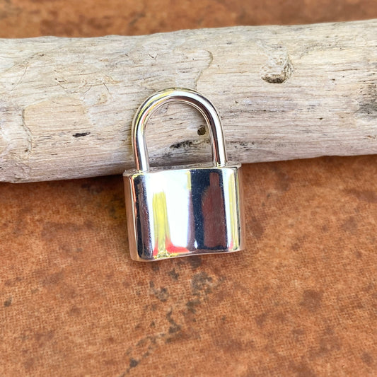 Sterling Silver Polished Padlock Pendant Clasp 19.8mm