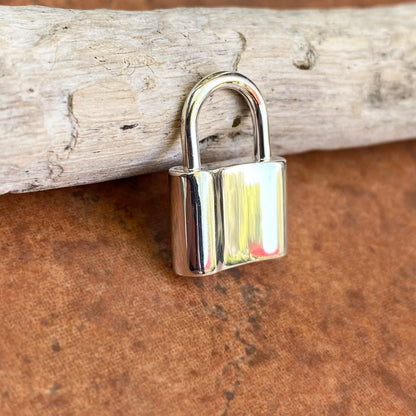 Sterling Silver Polished Padlock Pendant Clasp 19.8mm