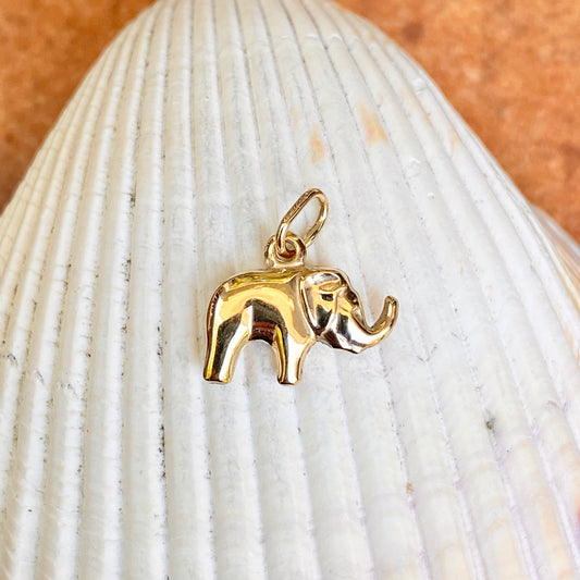 14KT Yellow Gold Mini Elephant Pendant Charm 15mm