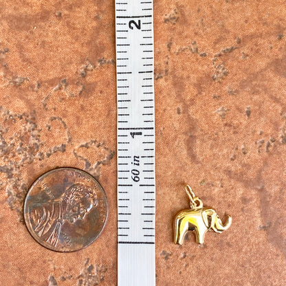 14KT Yellow Gold Mini Elephant Pendant Charm 15mm