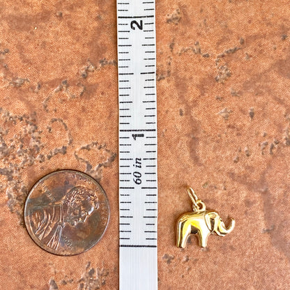 10KT Yellow Gold Mini Elephant Pendant Charm 15mm