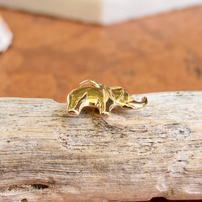 10KT Yellow Gold Mini Elephant Pendant Charm 15mm