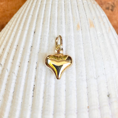 14KT Yellow Gold Polished 3D Puffed Heart Pendant Charm 14mm