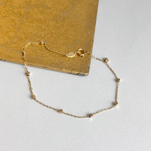 14KT Yellow Gold Cube Station Chain Bracelet