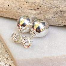 Load image into Gallery viewer, Sterling Silver Polished Love Knot Ball Double-Ended Post Earrings