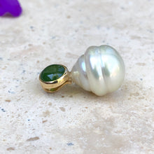 Load image into Gallery viewer, 14KT Yellow Gold Jade + Paspaley South Sea Pearl Pendant Slide, 14KT Yellow Gold Jade + Paspaley South Sea Pearl Pendant Slide - Legacy Saint Jewelry