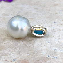 Load image into Gallery viewer, 14KT White Gold Turquoise + Paspaley South Sea Pearl Pendant Slide, 14KT White Gold Turquoise + Paspaley South Sea Pearl Pendant Slide - Legacy Saint Jewelry