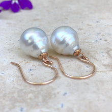 Load image into Gallery viewer, 14KT Rose Gold + 11mm Paspaley South Sea Pearl Shepherd Hook Earrings - Legacy Saint Jewelry