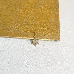 10KT Yellow Gold Mini Textured Star of David Pendant Charm