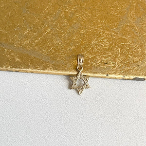 10KT Yellow Gold Mini Textured Star of David Pendant Charm