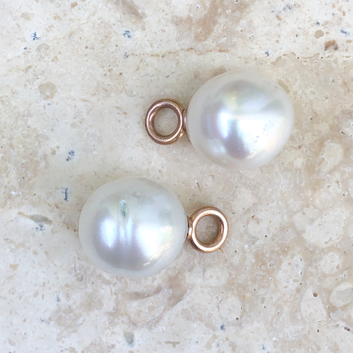 14KT Rose Gold 12mm Paspaley South Sea Pearl Earring Charms - Legacy Saint Jewelry
