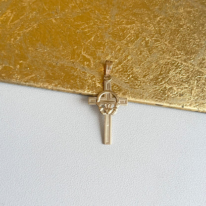 10KT Yellow Gold Celtic Claddagh Design Cross Pendant