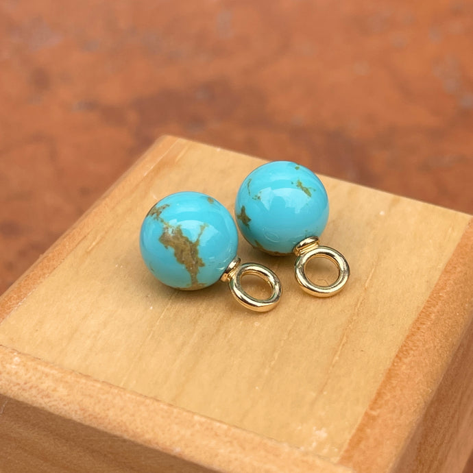 14KT Yellow Gold Arizona Turquoise Round Ball Earring Charms
