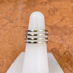 14KT White Gold Polished 4-Bar Cigar Band Ring
